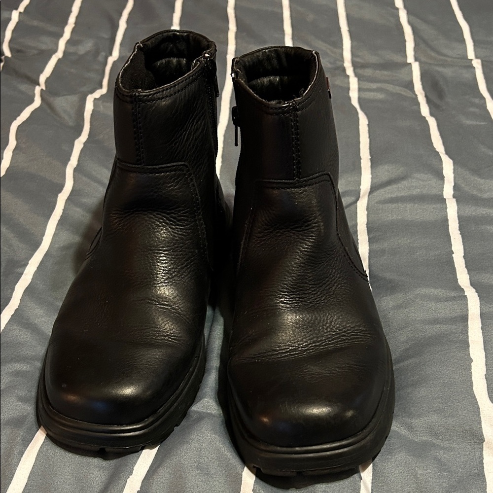 Men's Black Leather Waterproof Ankle Boots